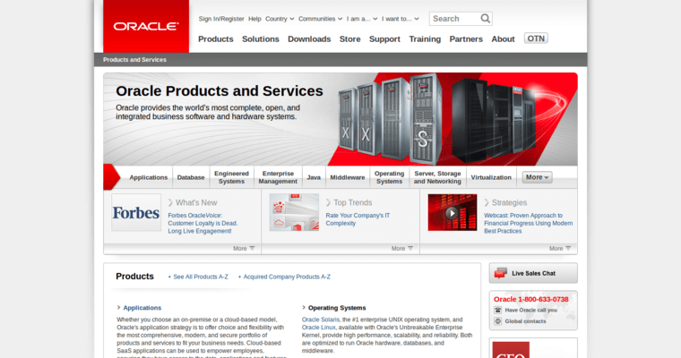 Service page of #2 Leading CRM Application: Oracle