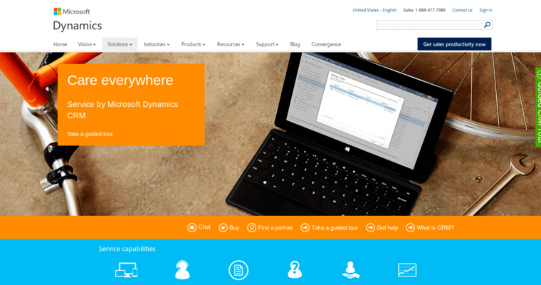 Service page of #3 Leading CRM Software: Microsoft