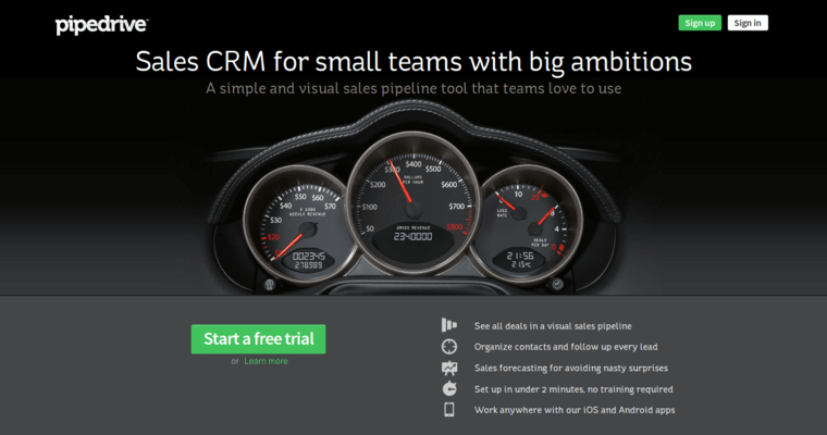 Home page of #2 Leading Customer Relationship Management Software: Pipedrive