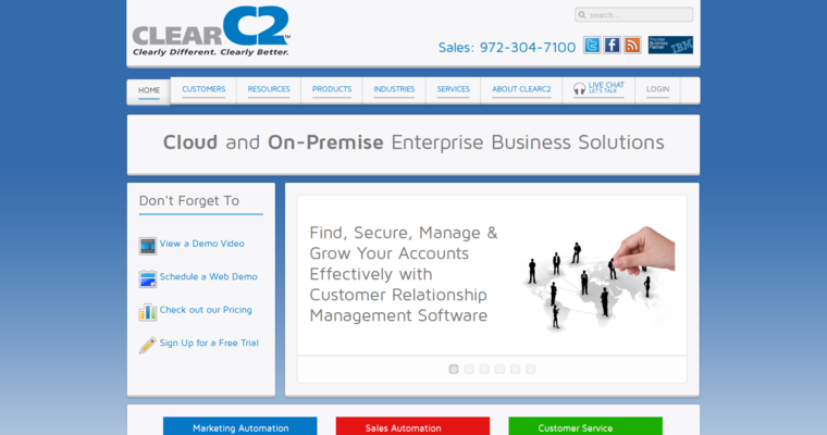 Home page of #1 Top Enterprise CRM Application: Clear C2