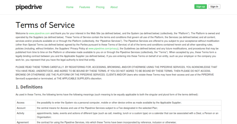 Service page of #3 Top Startup CRM Software: Pipedrive