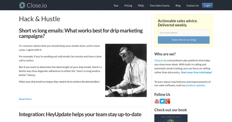 Blog page of #1 Top Startup CRM Software: Close.io