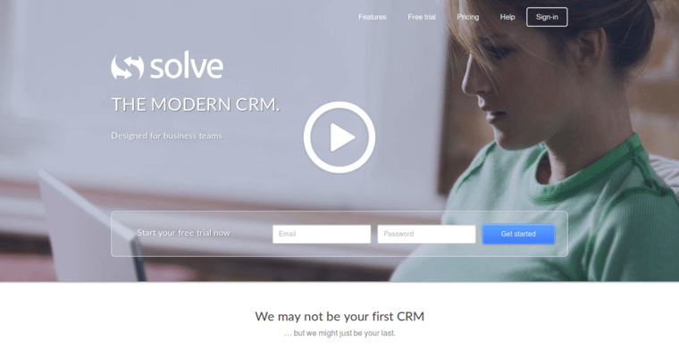 Home page of #14 Leading Customer Relationship Management Program: Solve CRM