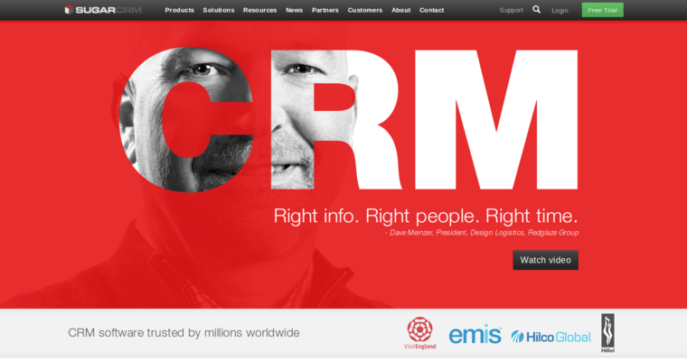Home page of #4 Leading Customer Relationship Management Program: Sugar CRM