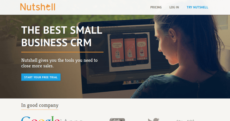Home page of #15 Best Customer Relationship Management Program: Nutshell CRM
