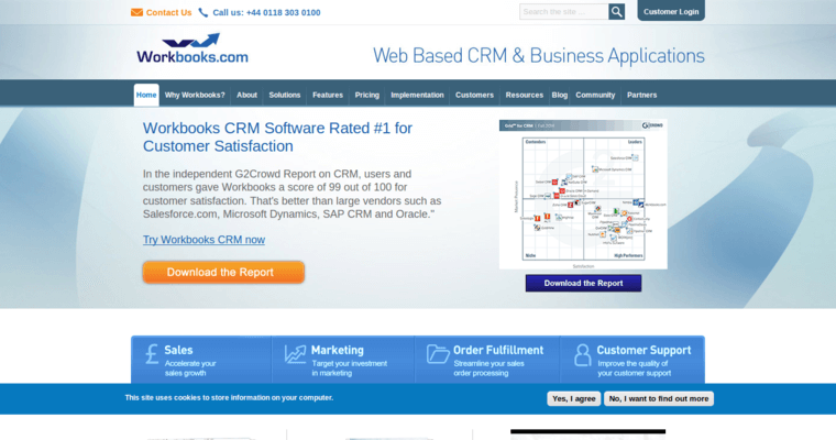 Home page of #11 Leading Customer Relationship Management Software: Workbooks CRM