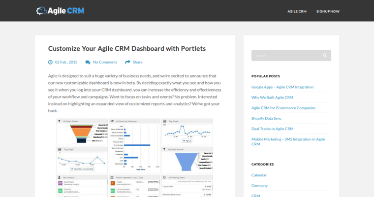 Blog page of #7 Leading Customer Relationship Management Program: Agile CRM