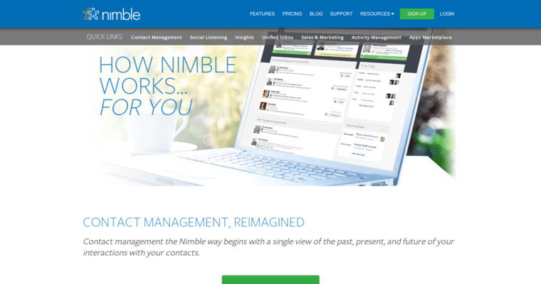 Work page of #13 Leading CRM Program: Nimble