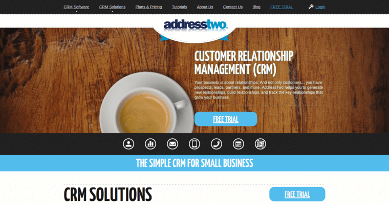 Home page of #20 Leading Customer Relationship Management Software: AddressTwo