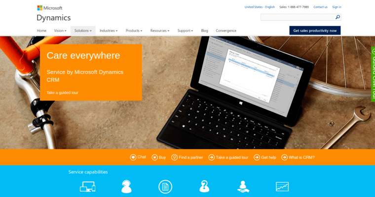 Service page of #4 Top CRM Program: Microsoft