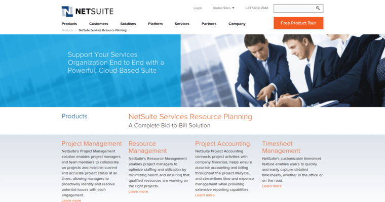 Service page of #1 Best Customer Relationship Management Software: Netsuite