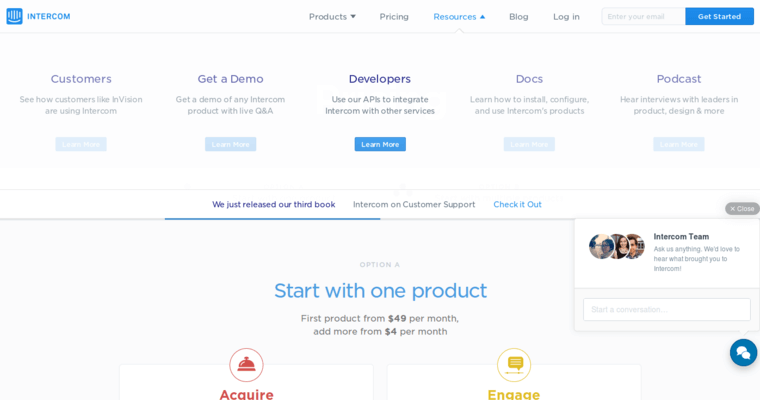 Pricing page of #7 Leading Customer Relationship Management Application: Intercom