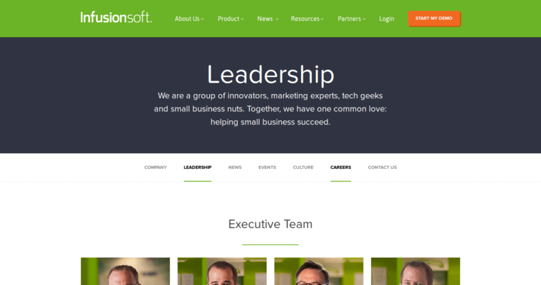Team page of #1 Top Customer Relationship Management Program: Infusionsoft