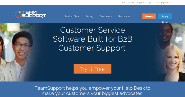 Home page of #9 Leading Customer Relationship Management Program: Team Support