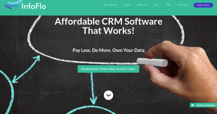 Home page of #8 Leading CRM Application: InfoFlo