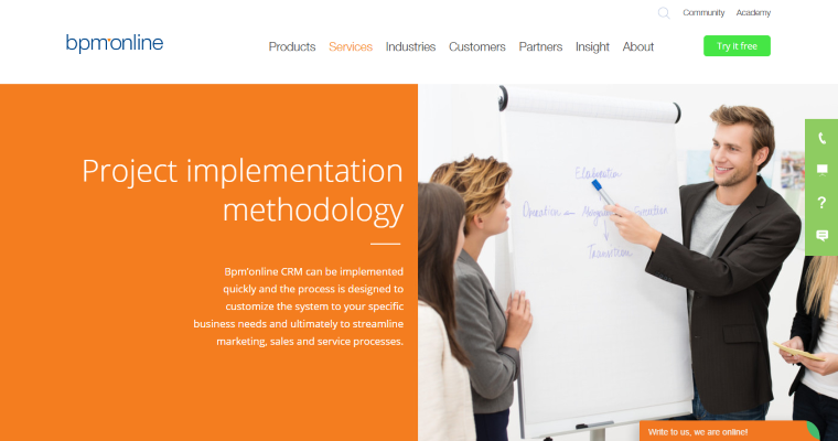 Service page of #3 Leading Customer Relationship Management Program: bpm'online