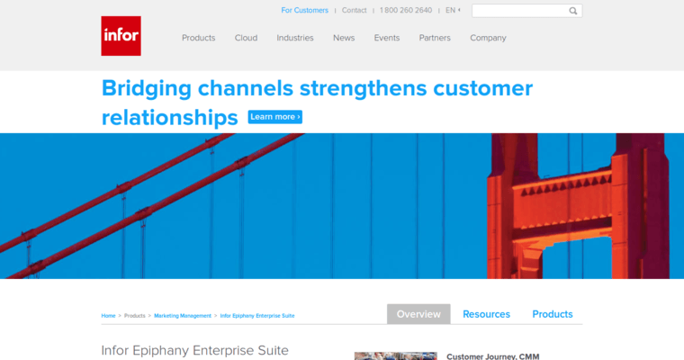 Home page of #7 Top Customer Relationship Management Software: Infor Epiphany