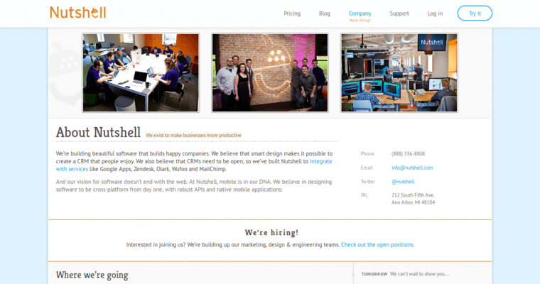 Company page of #21 Top CRM Application: Nutshell CRM
