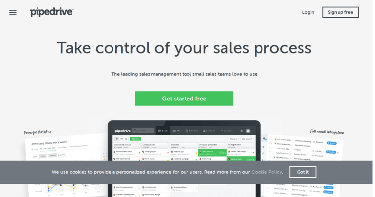 Home page of #1 Top CRM Software: Pipedrive