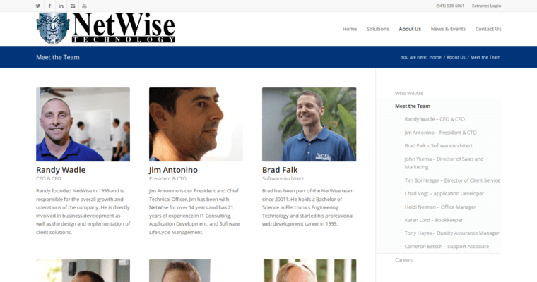 Team page of #25 Top CRM Program: NetWise