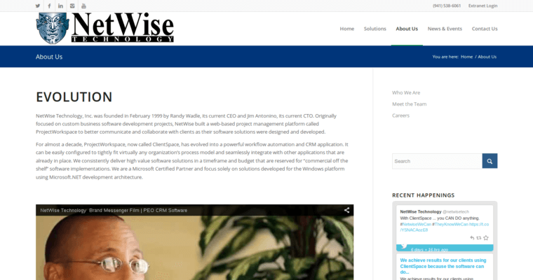 About page of #24 Top Customer Relationship Management Software: NetWise