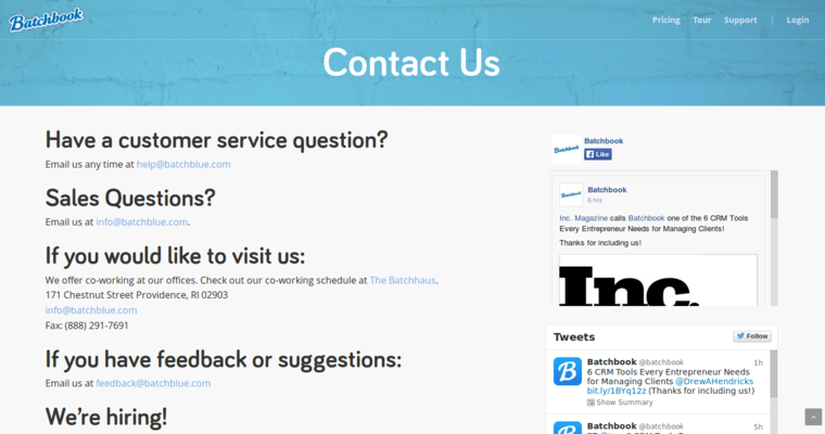 Contact page of #3 Top CRM Applications: Batchbook