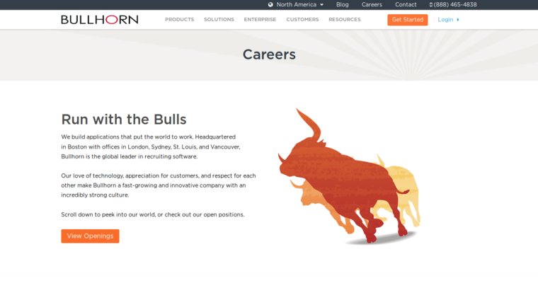 About page of #7 Leading Cloud CRM Application: Bullhorn