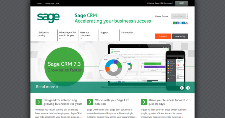 Home page of #1 Top Cloud CRM Solution: Sage