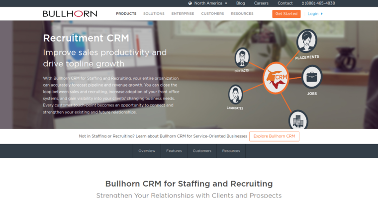 Home page of #7 Top Cloud CRM Solution: Bullhorn
