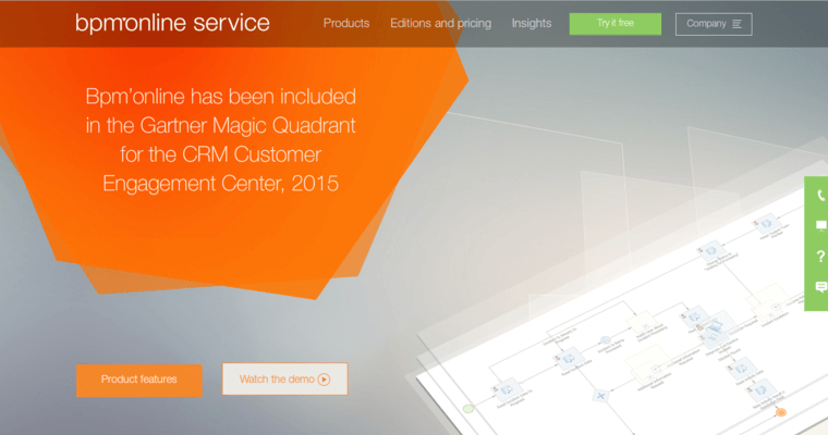 Service page of #4 Top Cloud CRM Solution: bpm'online