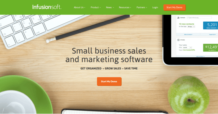 Home page of #8 Best Cloud CRM Software: Infusionsoft