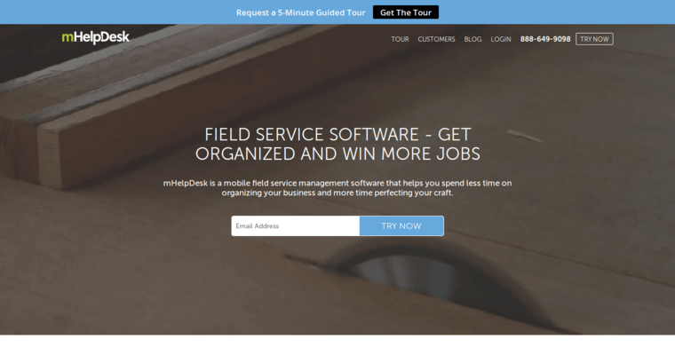 Home page of #9 Best Cloud CRM Software: mHelpDesk
