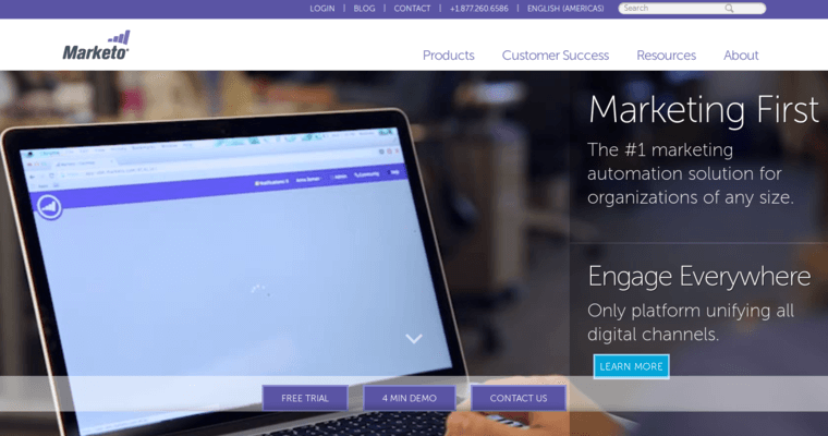 Home page of #10 Top Cloud CRM Application: Marketo