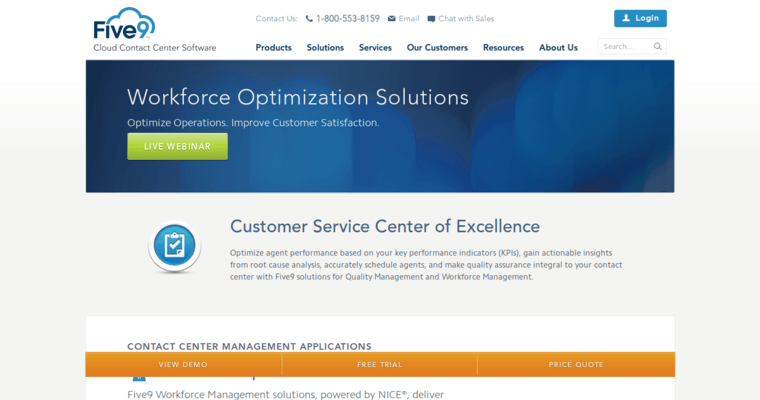 Work page of #5 Best Cloud CRM Software: Five9