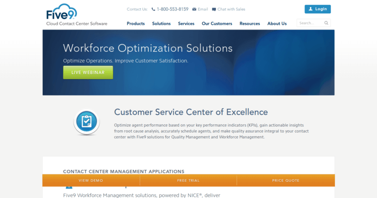 Work page of #5 Top Cloud CRM Solution: Five9