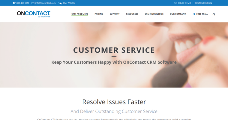 Service page of #5 Leading Enterprise CRM Solution: OnContact