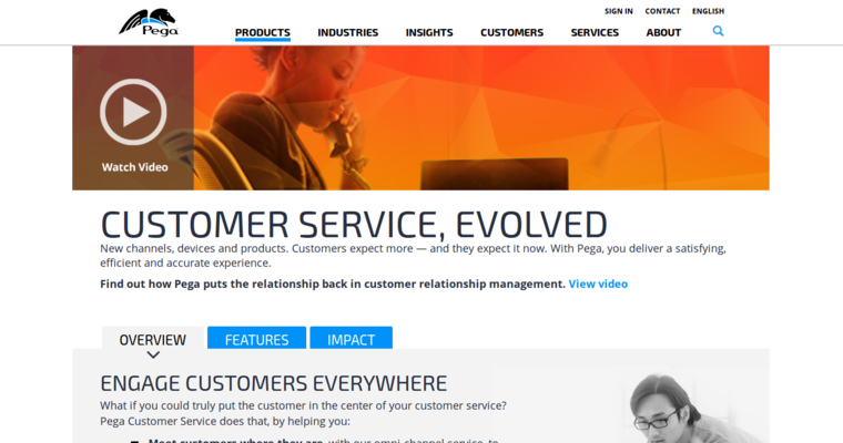 Service page of #6 Top Enterprise CRM Solution: Pega