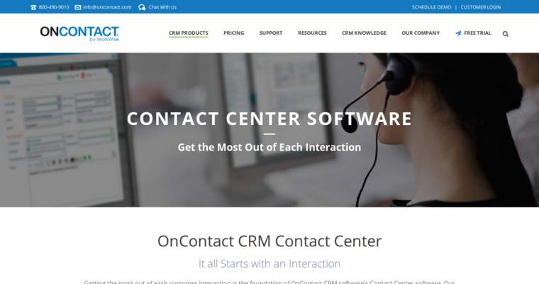 Contact page of #6 Top Enterprise CRM Software: OnContact