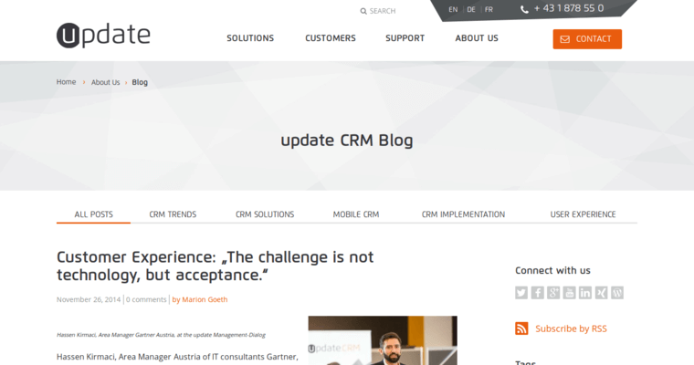 Blog page of #11 Top Enterprise CRM Solution: Update
