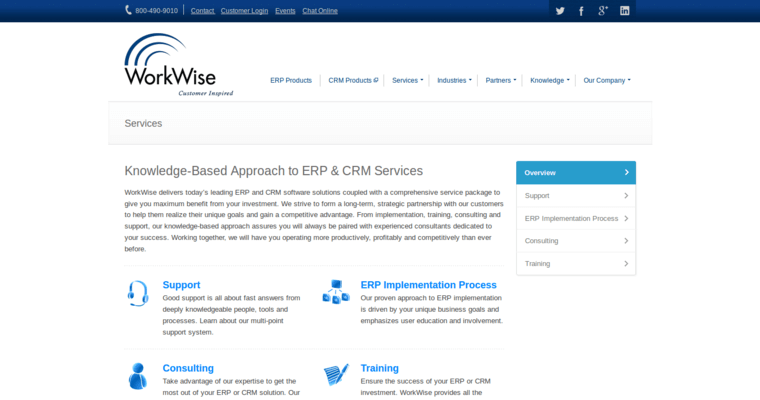 Service page of #1 Best Enterprise CRM Software: WorkWise