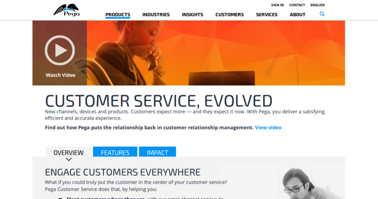 Service page of #6 Best Enterprise CRM Solution: Pega