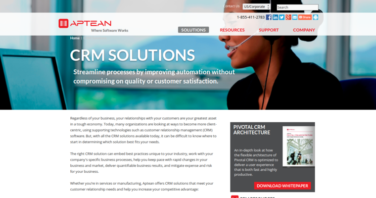 Home page of #7 Top Enterprise CRM Software: Pivotal CRM
