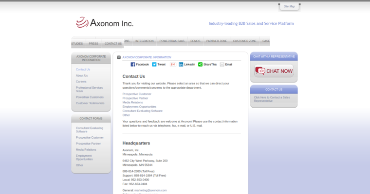 Contact page of #9 Leading Enterprise CRM Application: Powertrak