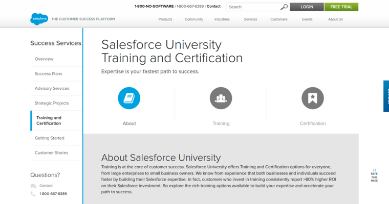 Service page of #8 Leading Enterprise CRM Solution: Salesforce.com