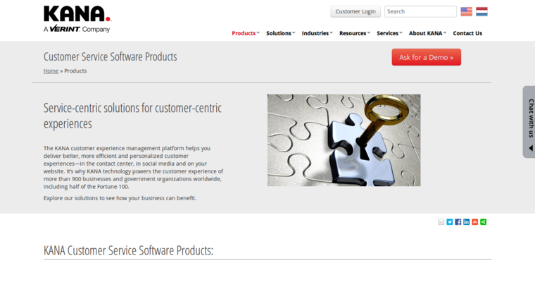 Service page of #4 Top Enterprise CRM Software: Kana