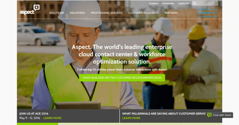 Home page of #8 Best Enterprise CRM Solution: Aspect