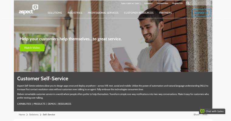Service page of #8 Best Enterprise CRM Solution: Aspect