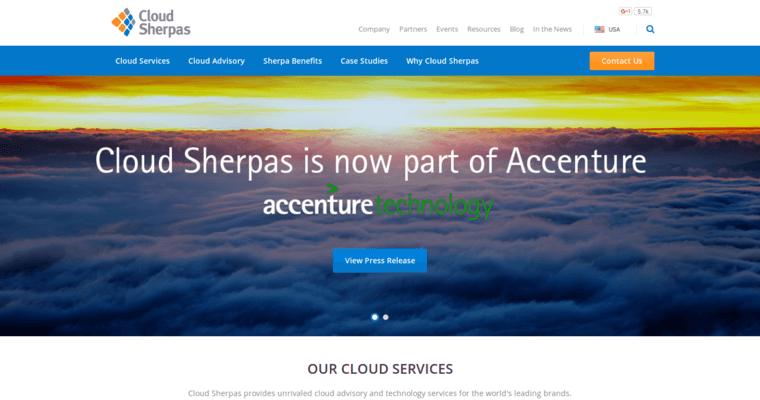 Home page of #8 Leading Enterprise CRM Application: Cloud Sherpas