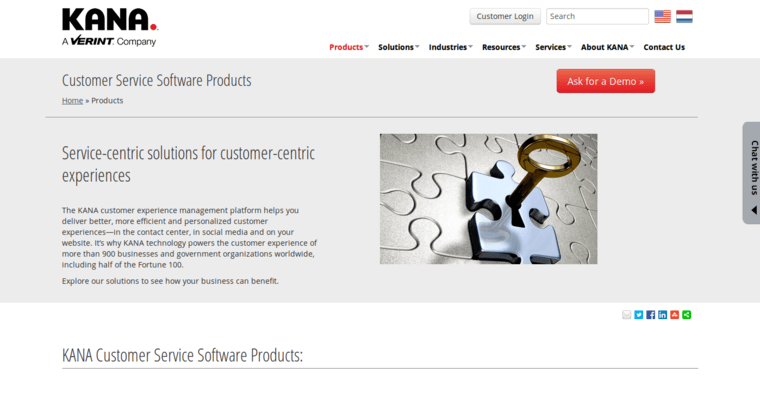 Service page of #4 Best Enterprise CRM Software: Kana