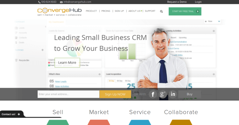 Home page of #6 Leading Enterprise CRM Application: ConvergeHub